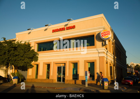 MEXICO La Paz Exterior of Burger King restaurant on main street in downtown business district American franchise fast food Stock Photo