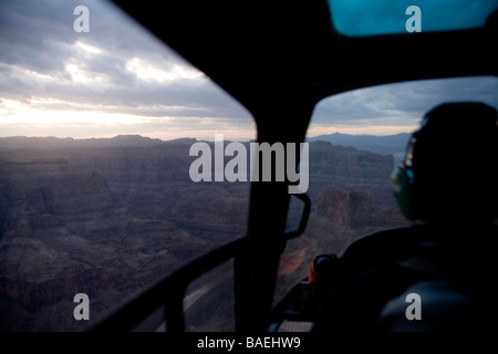 helicopter ride over the grand canyon usa at dusk Stock Photo