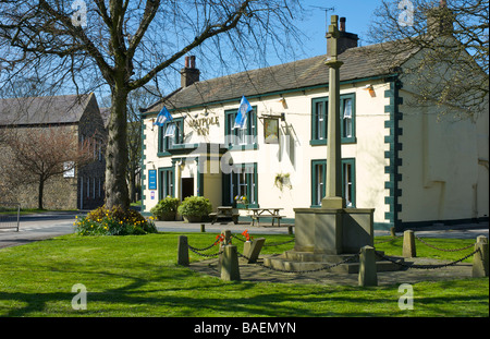 The Maypole Inn on the village green, Long Preston, North Yorkshire, England UK Stock Photo