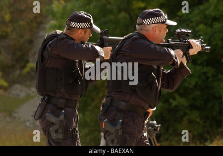 Humberside police officers training with firearms Stock Photo