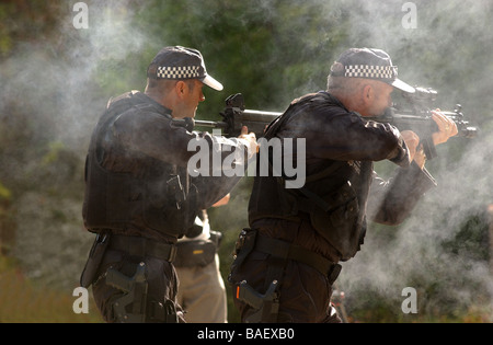 Humberside police officers training with firearms Stock Photo