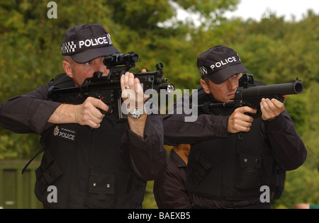 Humberside police officers training with firearms Stock Photo