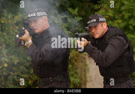 Humberside police officers training with firearms Stock Photo