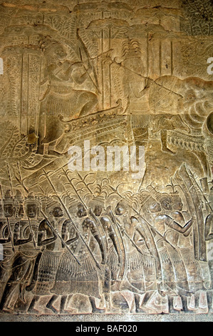 Army of King Suryavarman II in movement South Gallery Angkor Wat Siem Reap Cambodia Stock Photo