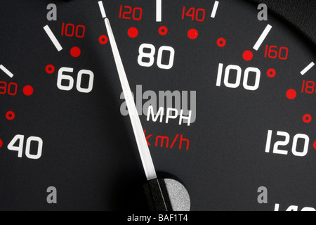 Vehicle speedometer showing 70 mph Stock Photo