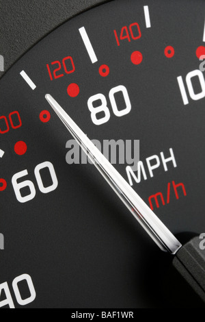 Vehicle speedometer showing 70 mph Stock Photo