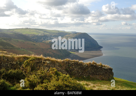 North Devon Coast view from Foreland Head towards Lynton and Lynmouth Stock Photo