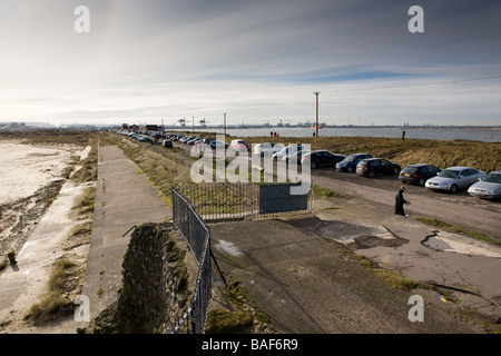 Big Crowds at the South Gare waiting for the Clemenceau to arrive North Yorkshire England Stock Photo