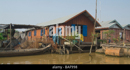 Floating village on the Tonle Sap lake near Siem Reap Cambodia Stock Photo