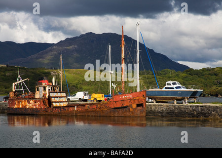 Abandoned Ship Letterfrack Pier Connemara County Galway Ireland Stock Photo