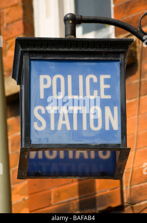 Blue Lamp light Outside an English Police Station uk Stock Photo