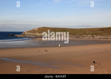 Crantock beach in winter, Cornwall, England Stock Photo