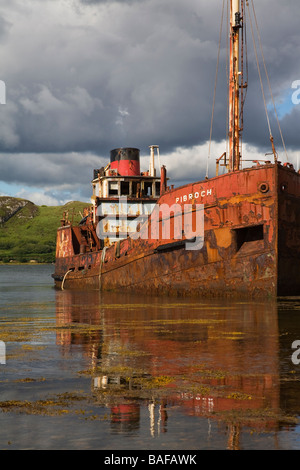 Abandoned Ship Letterfrack Pier Connemara County Galway Ireland Stock Photo