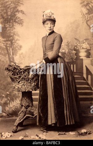 Studio Portrait of a Young Victorian Woman circa 1880 Stock Photo