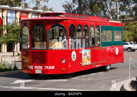 the free park tram plaza de panama balboa park san diego california usa Stock Photo