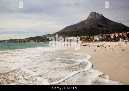View towards Lion's Head mountain from Camps Bay beach, Cape Town, South Africa Stock Photo