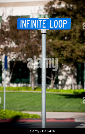 Infinite Loop street sign at the Headquarters of Apple Computer Inc Stock Photo