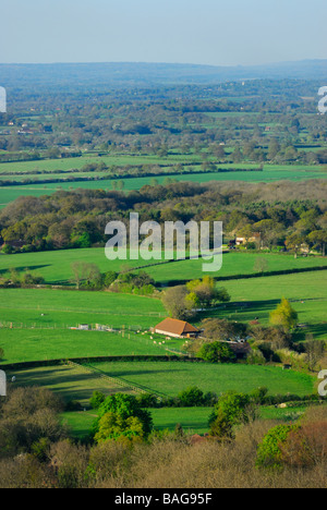 Looking across rural English farmland from the Ditchling road in the South downs West sussex England UK Stock Photo