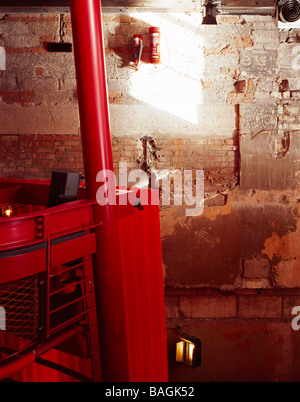 Egg Theatre, Bath, United Kingdom, Haworth Tompkins Architects, Egg theatre old wall with seating. Stock Photo