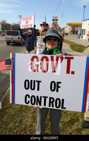 Ordinary citizen protesters protest taxes and other government wasteful spending Stock Photo