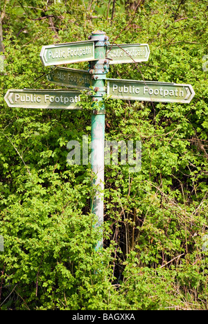 Batheaston BaNES England UK Public footpath sign where paths converge Stock Photo