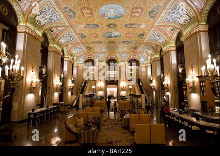 United States, Illinois, Chicago, lobby of the Palmer House Hilton Hotel, rebuilt after the Great Fire in 1871 Stock Photo