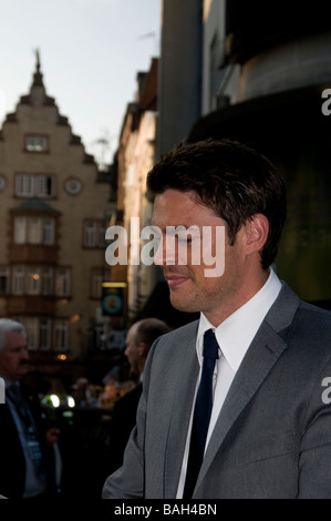 Actor Karl Urban signing autographs at the premiere of the new Star Trek movie, on Leicester square, London Stock Photo