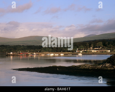 Kenmare Co Kerry Eire Ireland. Harbour with moored boats in Kenmare River estuary Stock Photo