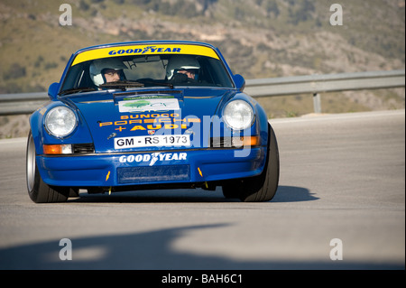 Blue 1973 Porsche RSR classic sports car racing in the Mallorca classic car rally Stock Photo