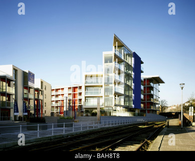 The Point [Apartments], Bristol, United Kingdom, Feilden Clegg Bradley Architects, The point (apartments) night view. Stock Photo