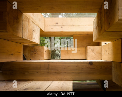 Final Wooden House, Kumamoto, Japan, Sou Fujimoto Architects, Final wooden house interior views. Stock Photo