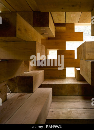 Final Wooden House, Kumamoto, Japan, Sou Fujimoto Architects, Final wooden house interior views. Stock Photo