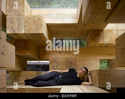 Final Wooden House, Kumamoto, Japan, Sou Fujimoto Architects, Final wooden house sou fujimoto portrait. Stock Photo