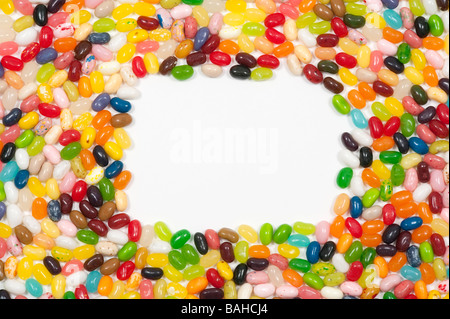 Assorted jellybeans made like a shape of a frame Stock Photo