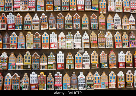 Fridge Magnets of Amsterdam town houses Stock Photo