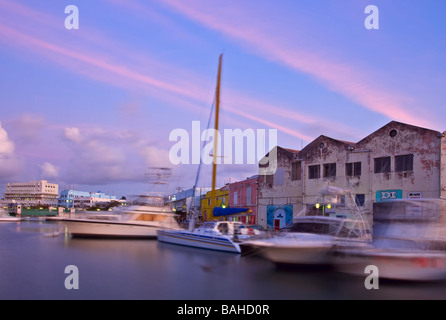 Sunset at The Careenage in Bridgetown harbor, Barbados, 'West Indies' Stock Photo