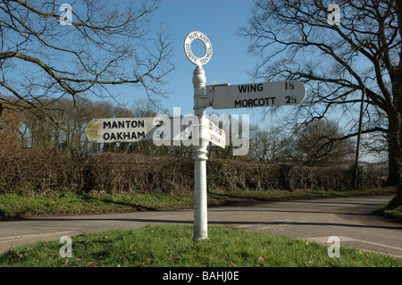 traditional signpost, Lyndon, Rutland, England, UK Stock Photo