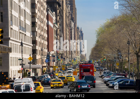 Looking up Central Park West New York City Stock Photo