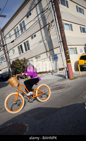 A cyclist in L.A, LOS ANGELES, California, USA. Stock Photo