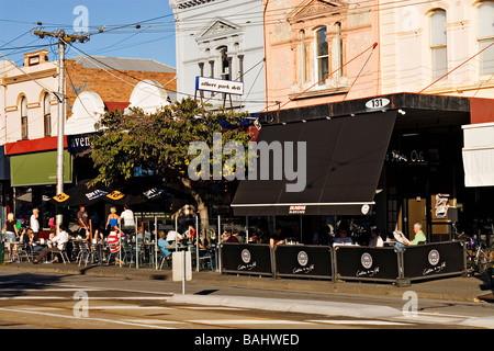 Melbourne Cafes and Restaurants / Diners enjoy eating Al fresco in the Suburban locality of Albert Park.Melbourne Australia. Stock Photo