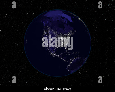 Earth at night from space. North America Stock Photo - Alamy