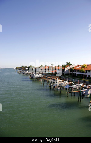 Waterfront properties homes and boats near Clearwater Florida USA Stock Photo