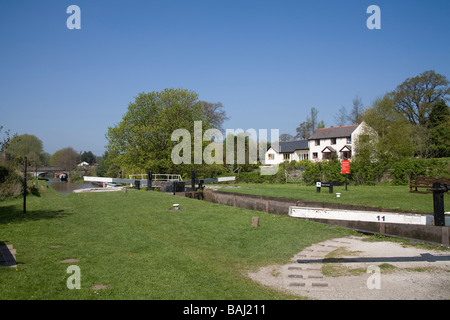 Beeston Cheshire England UK April Looking to Beeston Iron Lock on the Shropshire Union Canal Stock Photo