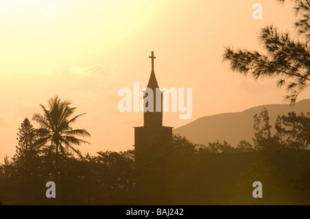 Silhouette of stone church in Fort Dauphin Taolagnaro Madagascar Africa Stock Photo