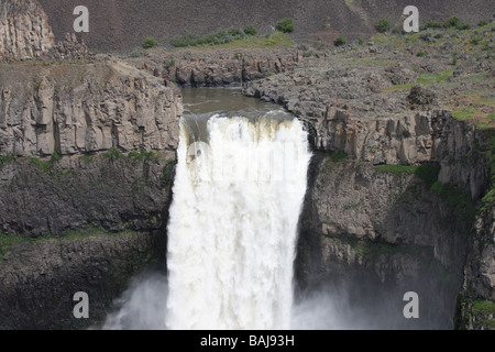 The Palouse Falls drop approximately 200 feet in to the Palouse River Canyon about 6 miles upstream from the Snake River. Stock Photo