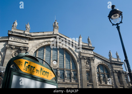 Gare du Nord, North Railway Station of Paris (Paris, France) and entrance of the metro (subway, underground) Stock Photo