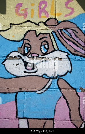 Cartoon characters painted on wall Stock Photo