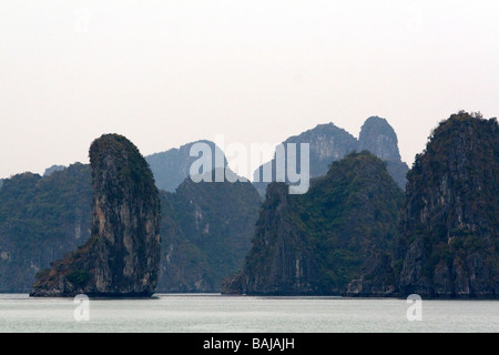 Misty morning views of Ha Long Bay Vietnam Stock Photo