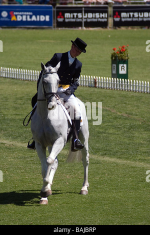 Horse and rider competing in the dressage section of the Adelaide International Horse trials in 2004 Stock Photo