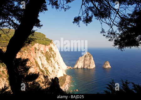 Greece, Ionian islands, Zante island (Zakynthos), Cape Keri on the reef Mizithres (twins) Stock Photo